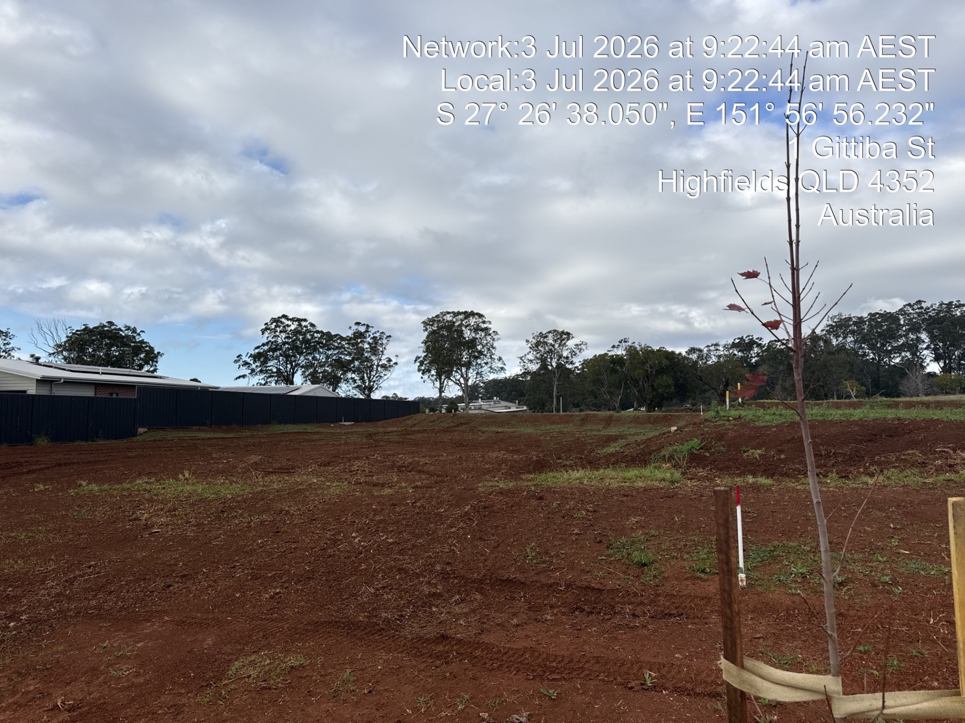 Levelled red-soil building block at Gittaba Street, Highfields, Toowoomba