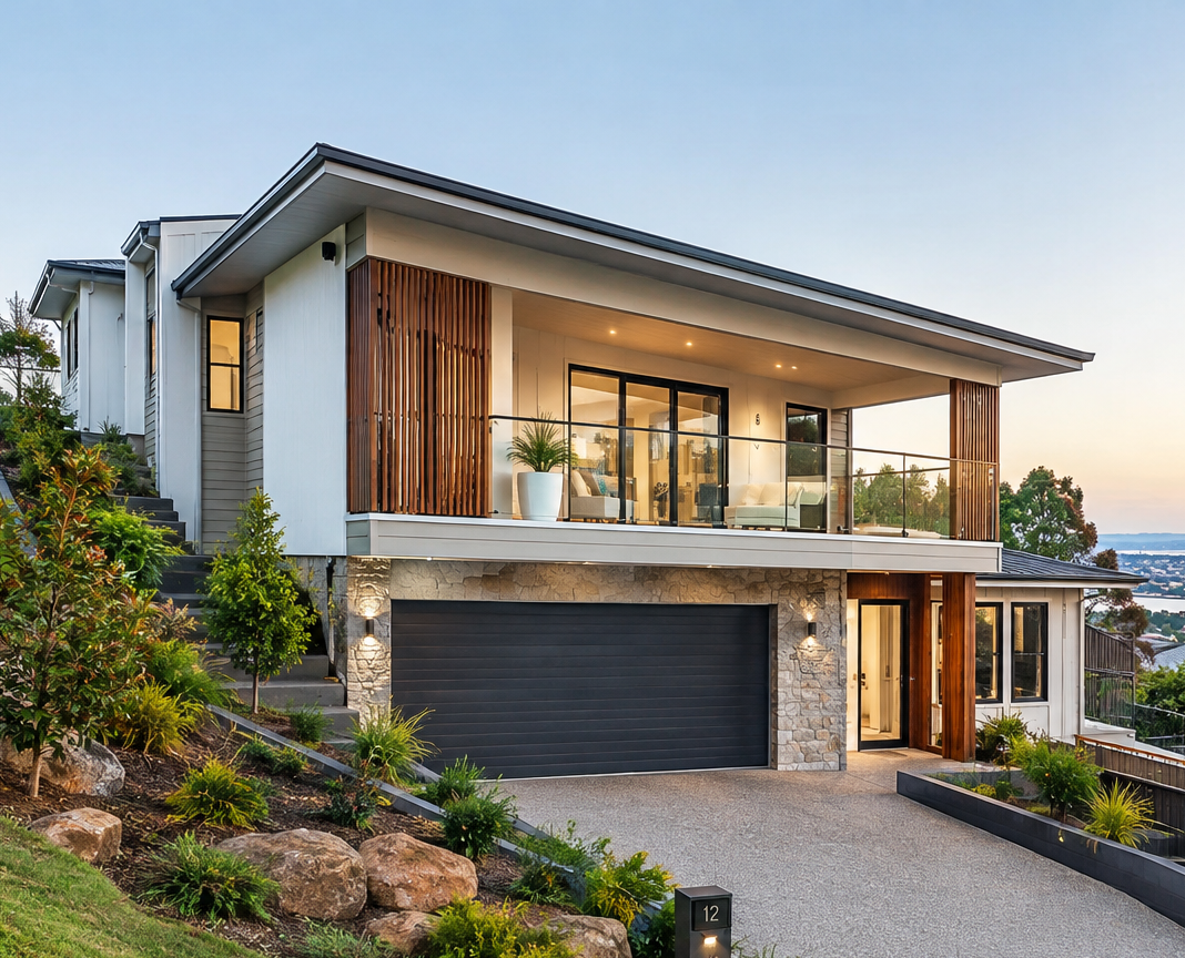 Split-level home on a sloping block